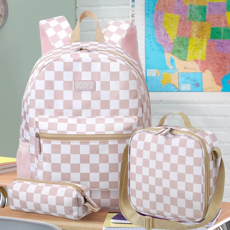 Gocvo Kids Backpack for Girls, Waterproof Teens Bookbag Cute School Backpacks, Checkered Pattern | Walmart (US)