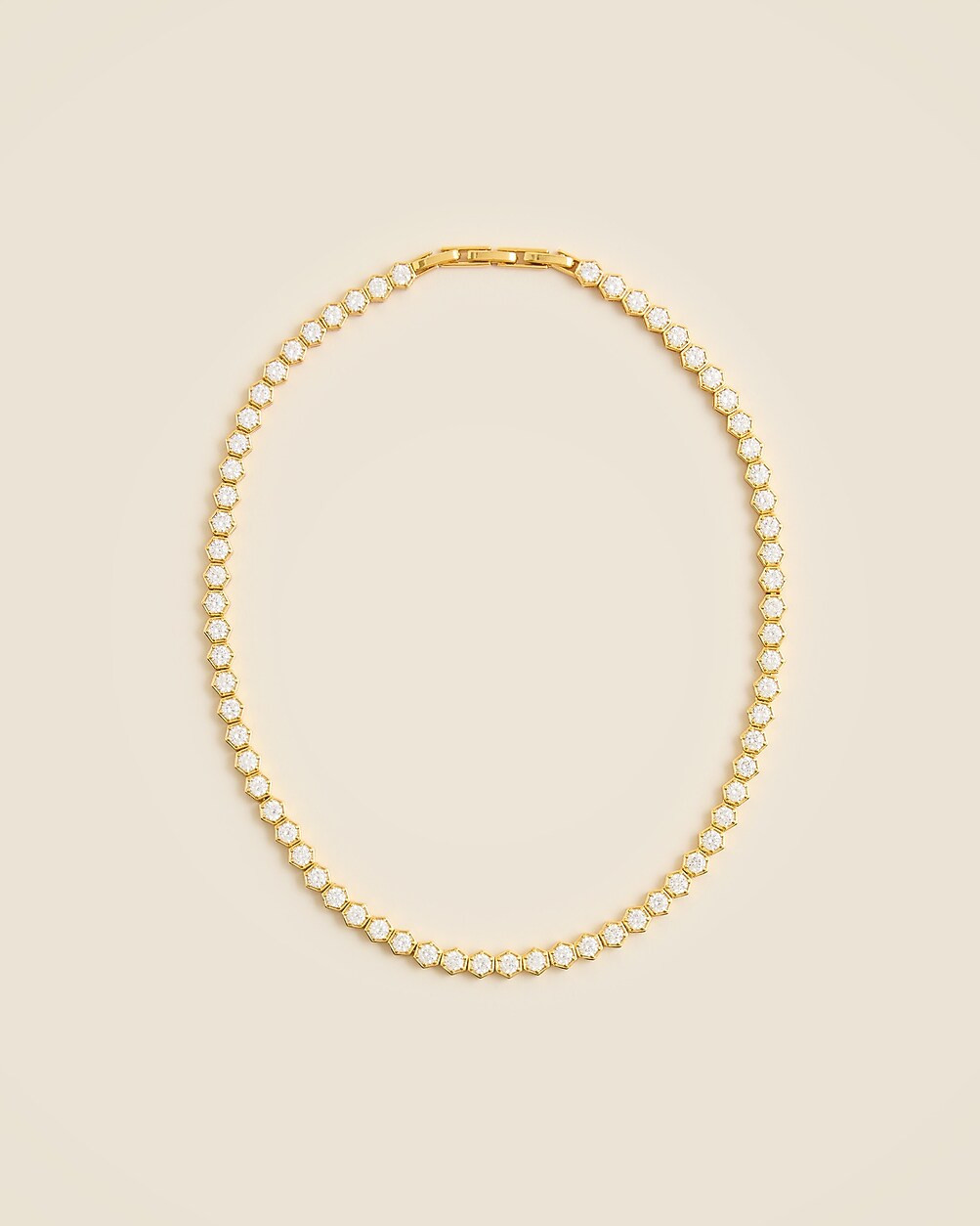 Hexagon cubic zirconia bezel-set tennis necklace | J. Crew US