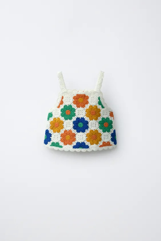 CROCHET KNIT FLORAL TOP | Zara US