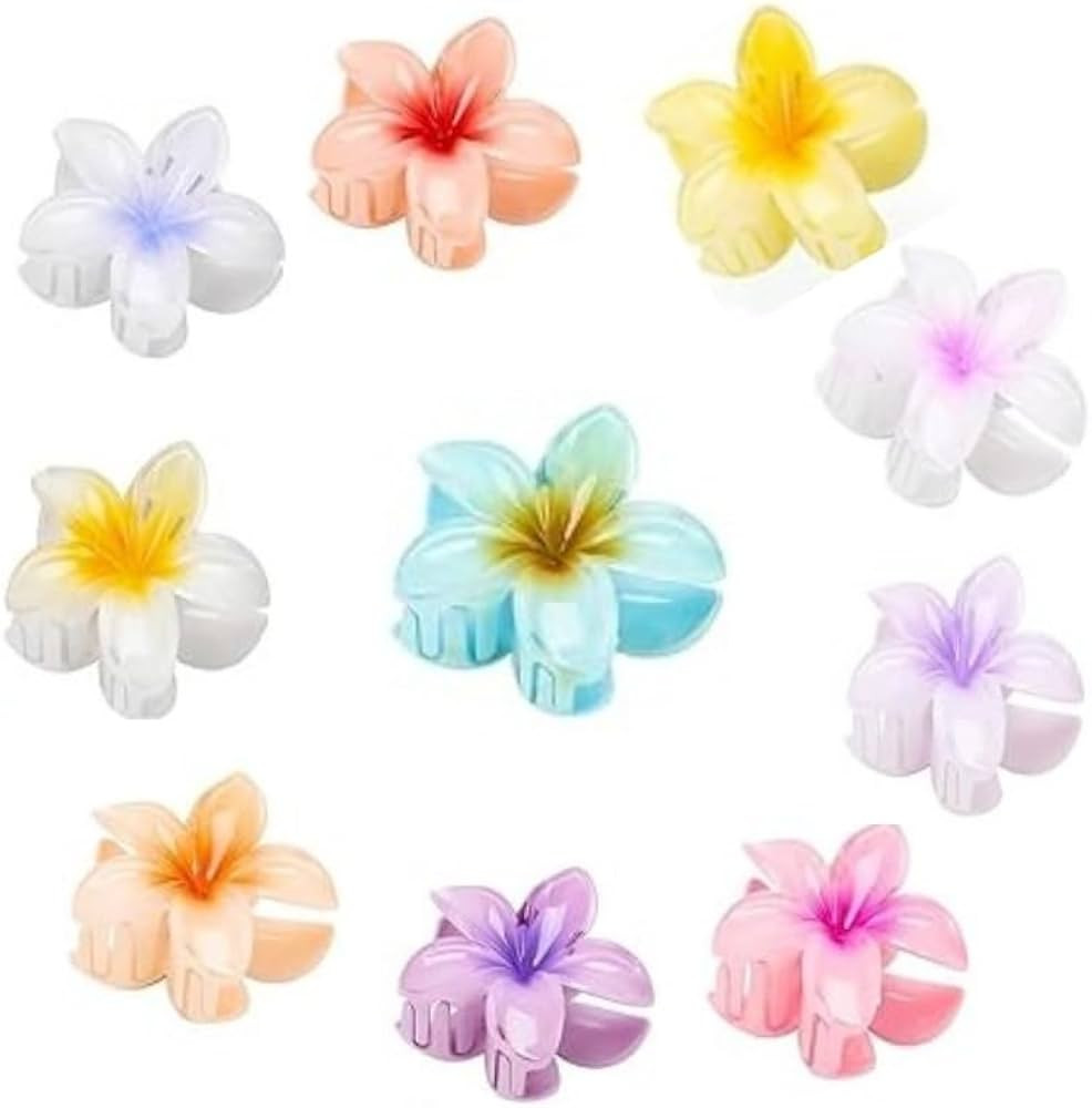 10 Pcs Hawaiian Plumeria Flower Claw Hair Clips for Thick, Thin, and Beach Hair - Women's Hair Ac... | Amazon (US)