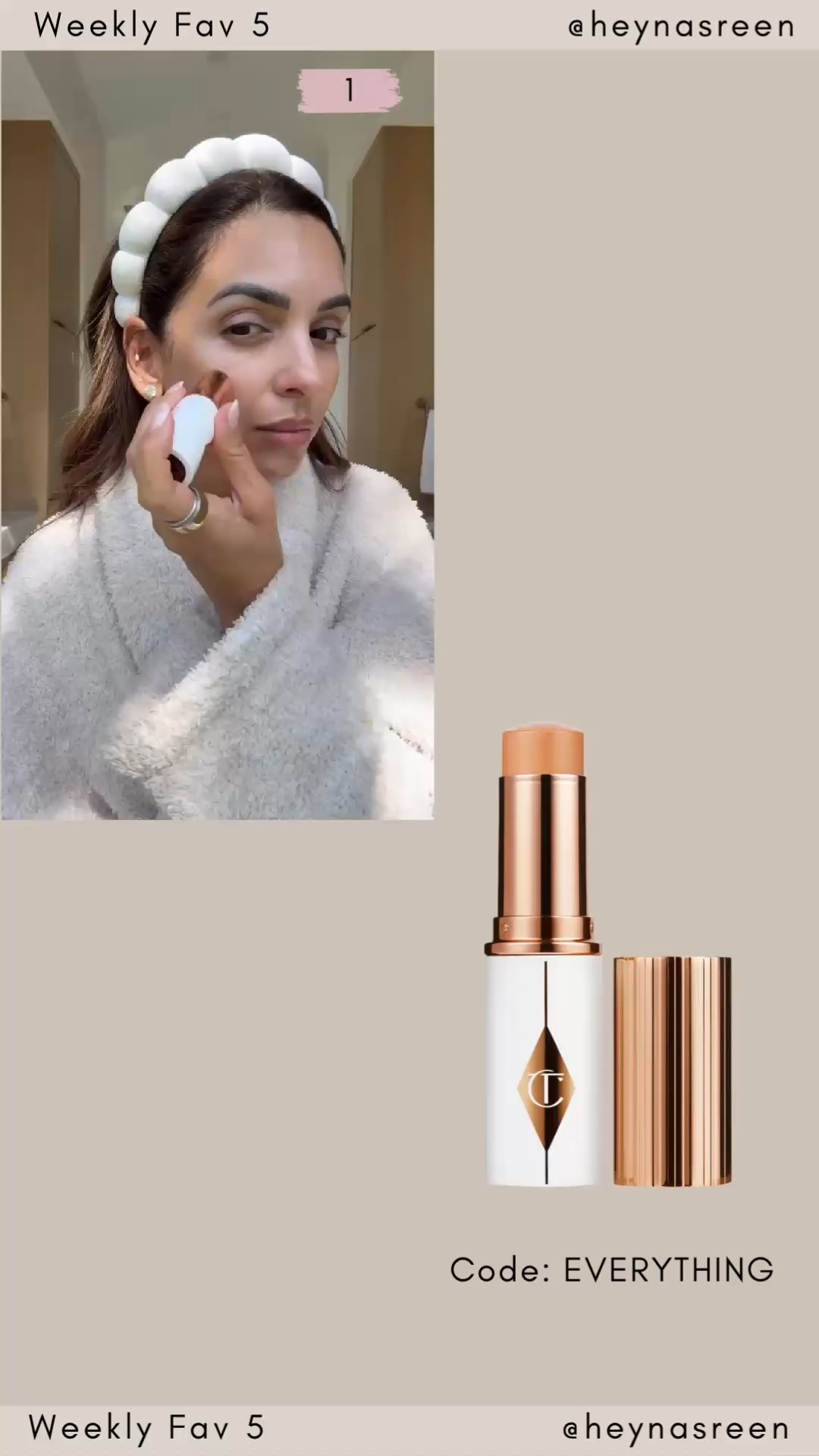 Fav 5:
#1: the Charlotte Tilbury glow skin tint foundation was in the top spot yet again! I’m wearing the 7.5 shade. 