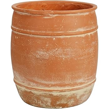 11"H x 9.5" Dia Aged Terracotta Clay Planter Pot with Drainage Hole, Rustic Farmhouse Style Flowe... | Amazon (US)