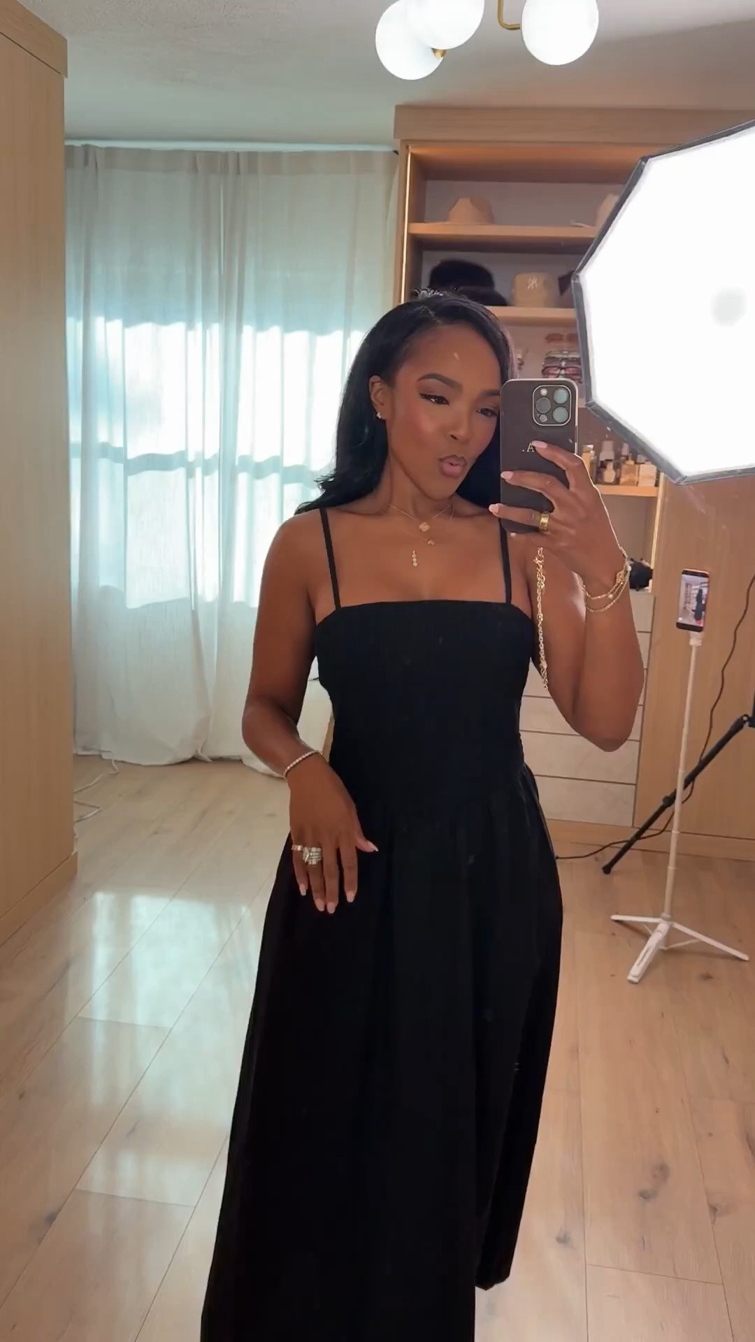 Scroll to shop 🖤  

A timeless black maxi dress that’s effortlessly elegant and flattering. Simple straps, flowy silhouette, and the kind of piece you can dress up with heels or keep minimal for an elevated everyday look.  

