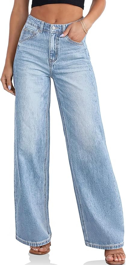 Cicy Bell Womens Wide Leg Jeans High Waisted Boyfriend Loose Baggy Denim Pants with Pockets Baby ... | Amazon (US)