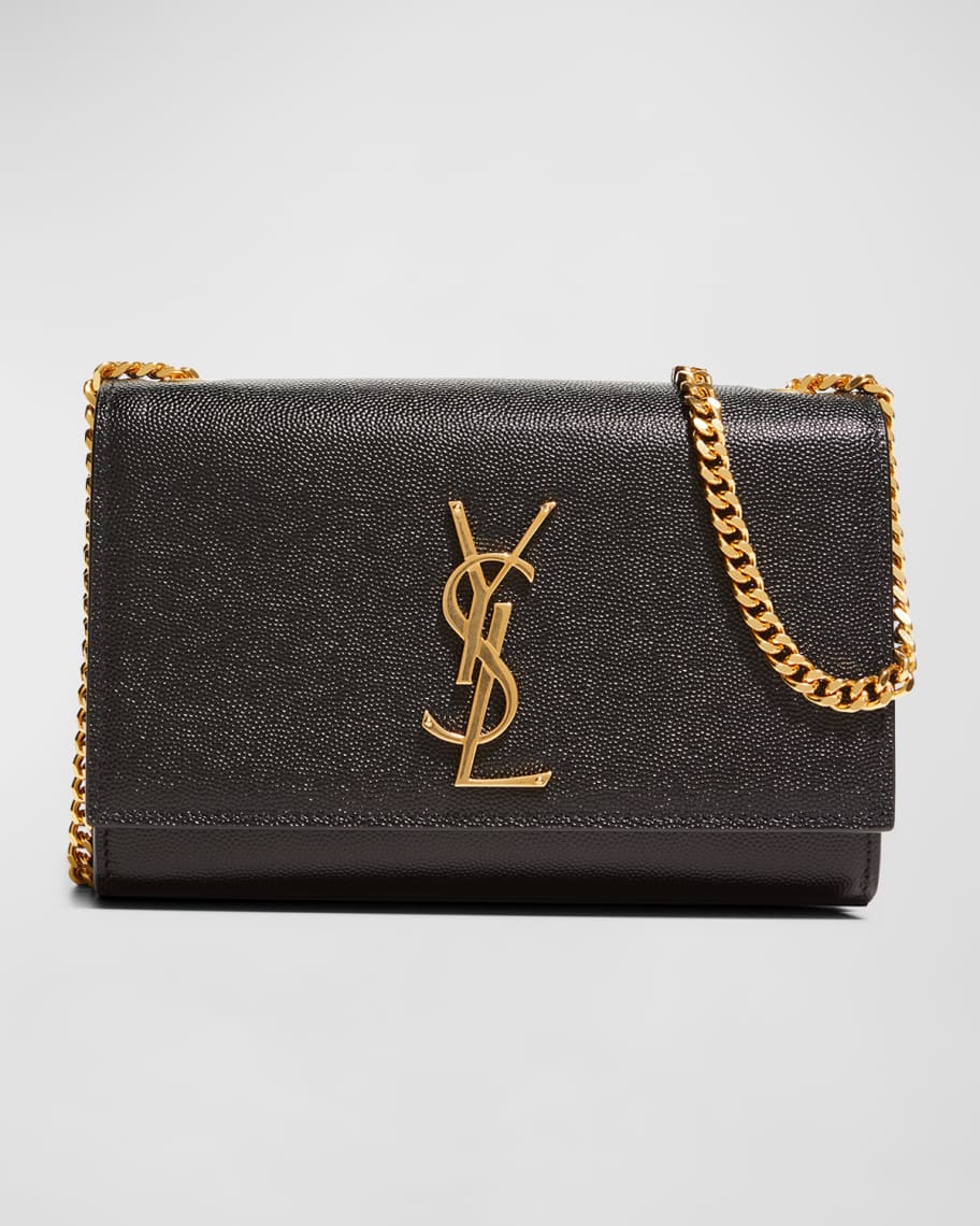 Saint Laurent Kate Small YSL Monogram Grain de Poudre Crossbody Bag on Chain | Neiman Marcus