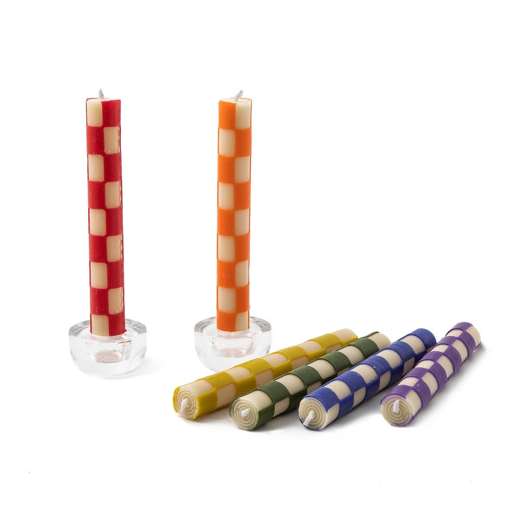 Check Rainbow Mini Dinner Candles, Set of 6 | MacKenzie-Childs
