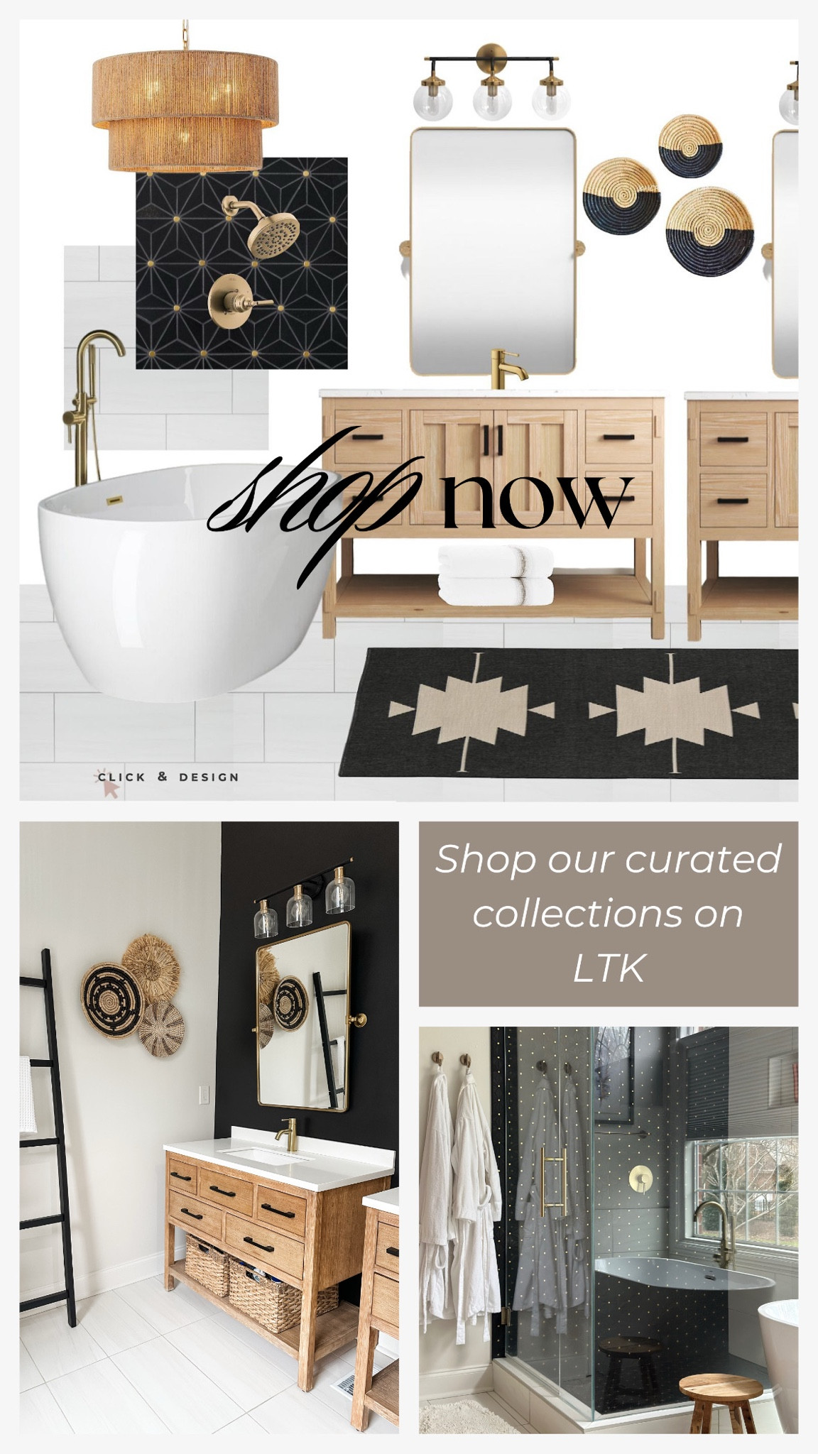 Black and cream neutral bathroom design. 

Tile selections from Floor and Decor!

#bathroom #wayfair #renovation #boho #transitional

#LTKFamily #LTKHome