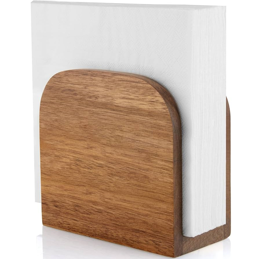 ALELION Acacia Wood Napkin Holder for Table, Wooden Upright Napkin Holders for Kitchen, Standing ... | Amazon (US)