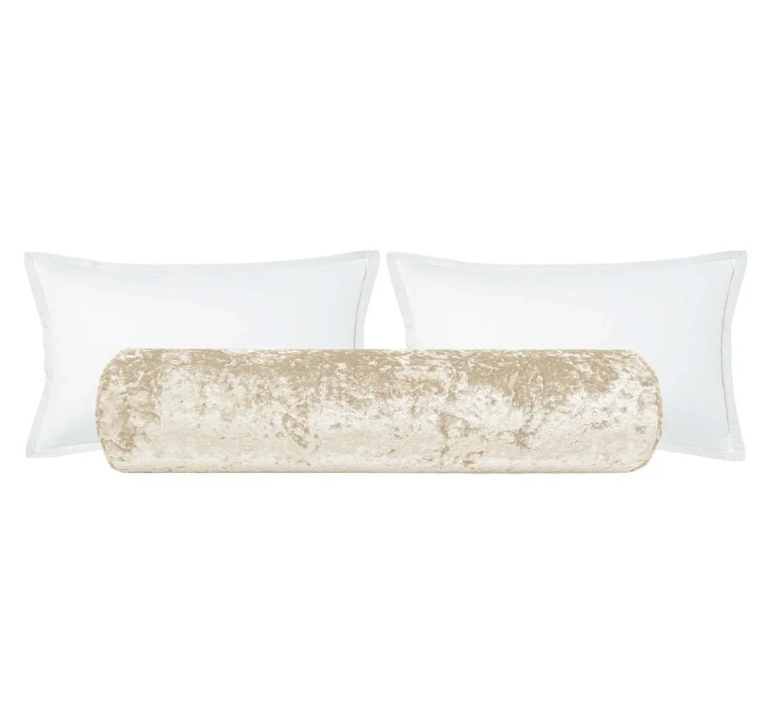 The Bolster : Lavish Velvet // Alabaster | Off-white Velvet | Bed Decor | Alabaster Bolster | - E... | Etsy (US)