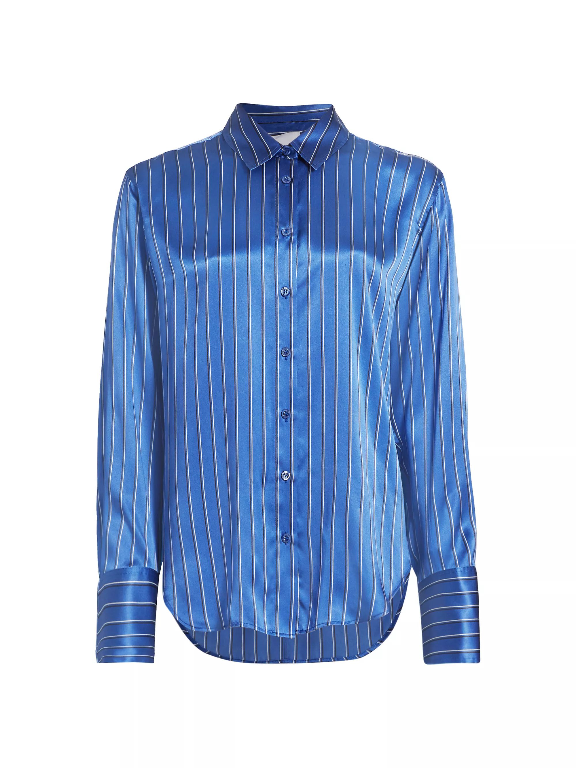 Shop Frame The Standard Striped Silk Shirt | Saks Fifth Avenue | Saks Fifth Avenue