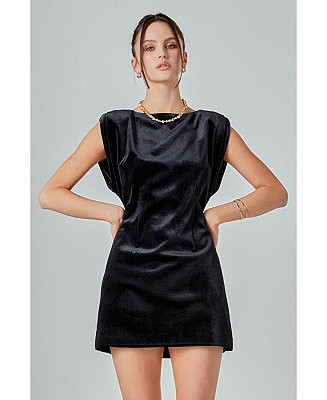 Women's Velvet Power Shoulder Mini Dress | Macy's