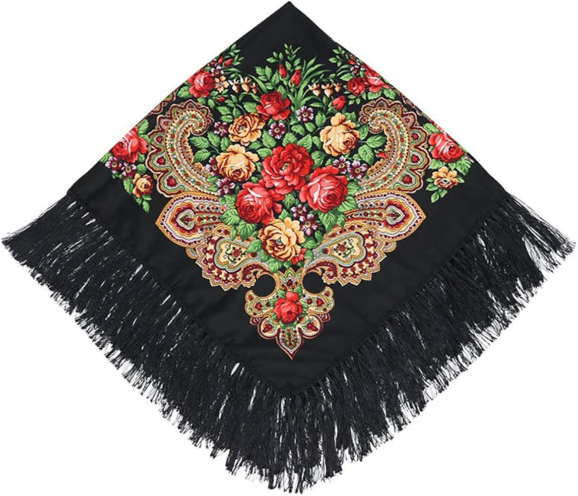 Tassel Scarf Cotton Large Square Shawl and Wraps,Versatile Gift Fringe Boho Shawl,43"\u00d743" | Amazon (US)
