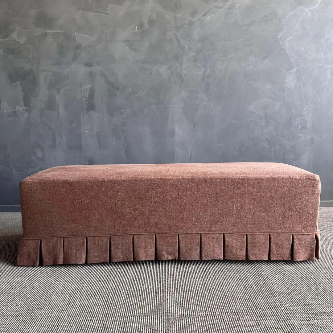 Slip Covered Bench in 100% Pure Linen With Pleated Skirt Detail - Etsy | Etsy (US)