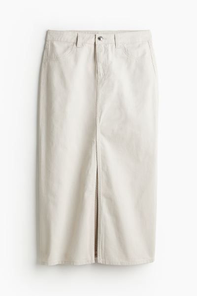 Slit-hem Twill Skirt - Light beige - Ladies | H&M US | H&M (US + CA)