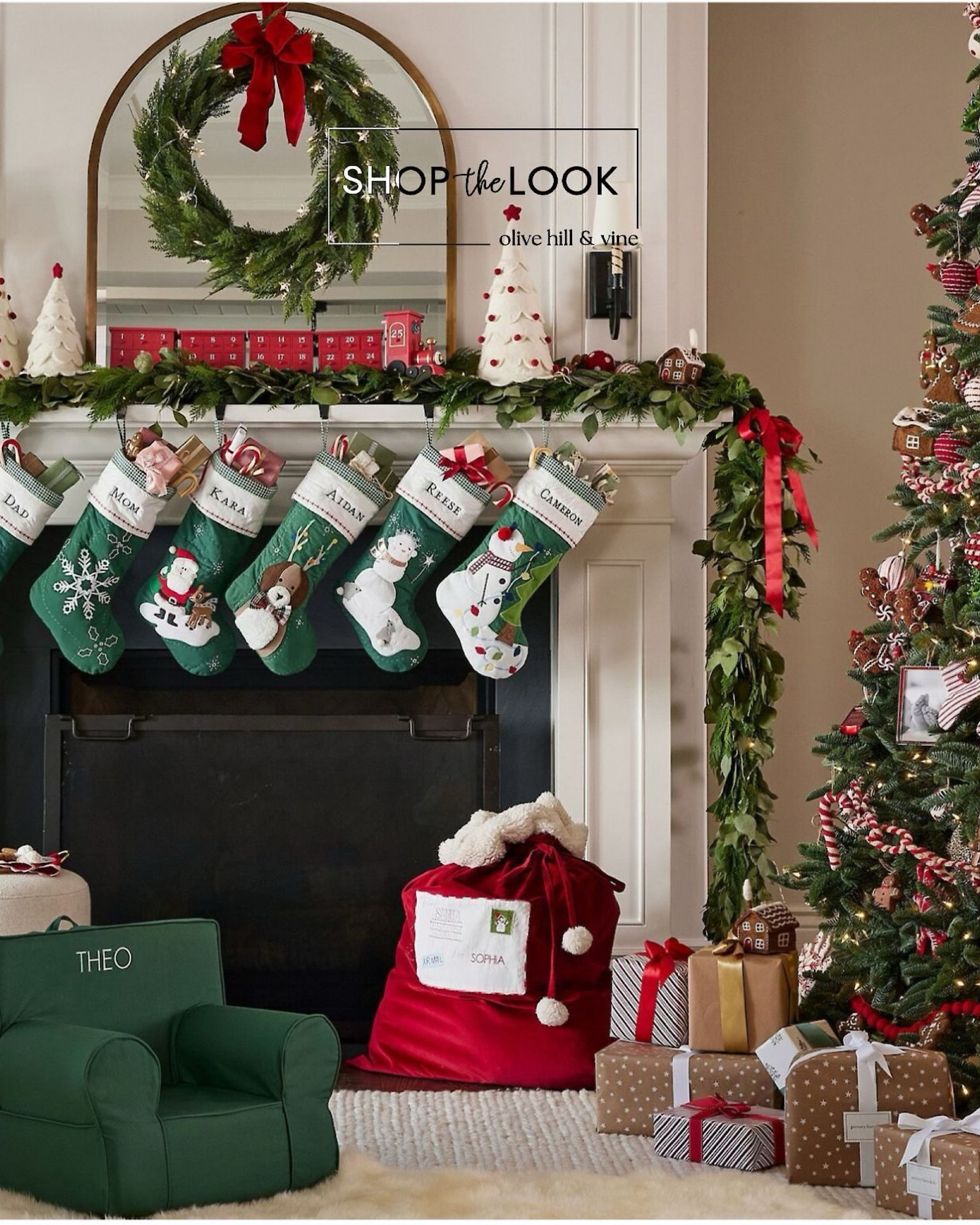 Christmas is just around the corner, and there's no better time to give your mantel a festive makeover! Start with an arched mirror to reflect your holiday lights, add a faux cedar wreath, a 3D advent train calendar, and felt trees. Complete the look with personalized stockings and a cozy kid’s chair. 

#LTKHoliday #LTKSeasonal #LTKHome