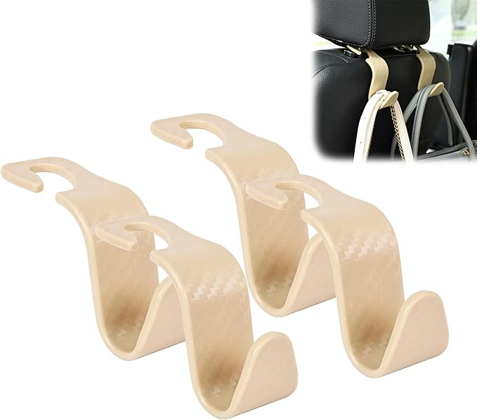 Amooca Car Seat Headrest Hook 4 Pack Hanger Universal Vehicle Car Storage Organizer for Handbag P... | Amazon (US)
