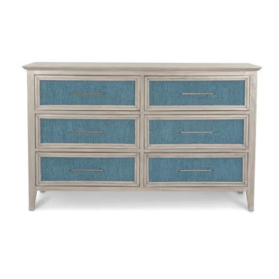 Ocean Isles - 6 Drawer Woven Dresser - Ocean Blue and Aged Ivory Finish | Wayfair North America