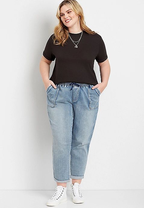 Plus Size Medium Marble Wash Denim Weekender Pant | Maurices