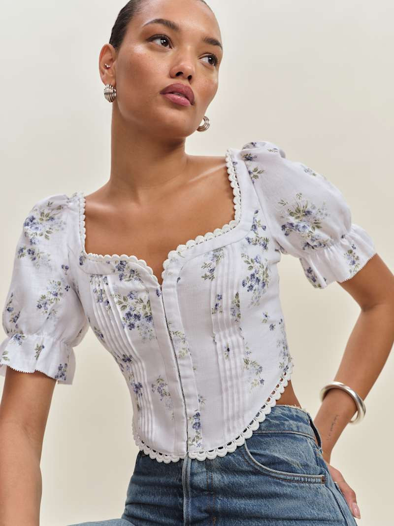 Simmie Linen Top | Reformation (Global)