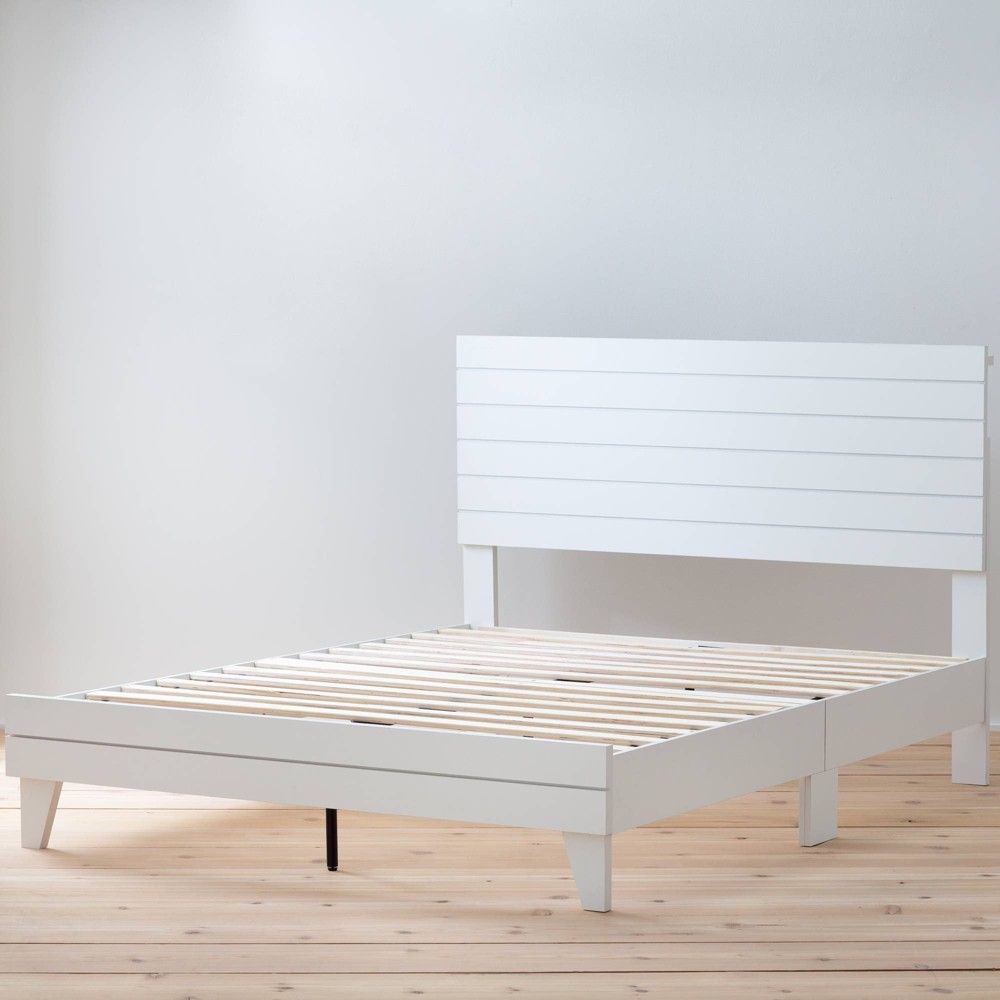 California King Sophia Shiplap Wood Panel Platform Bed White - Brookside Home | Target