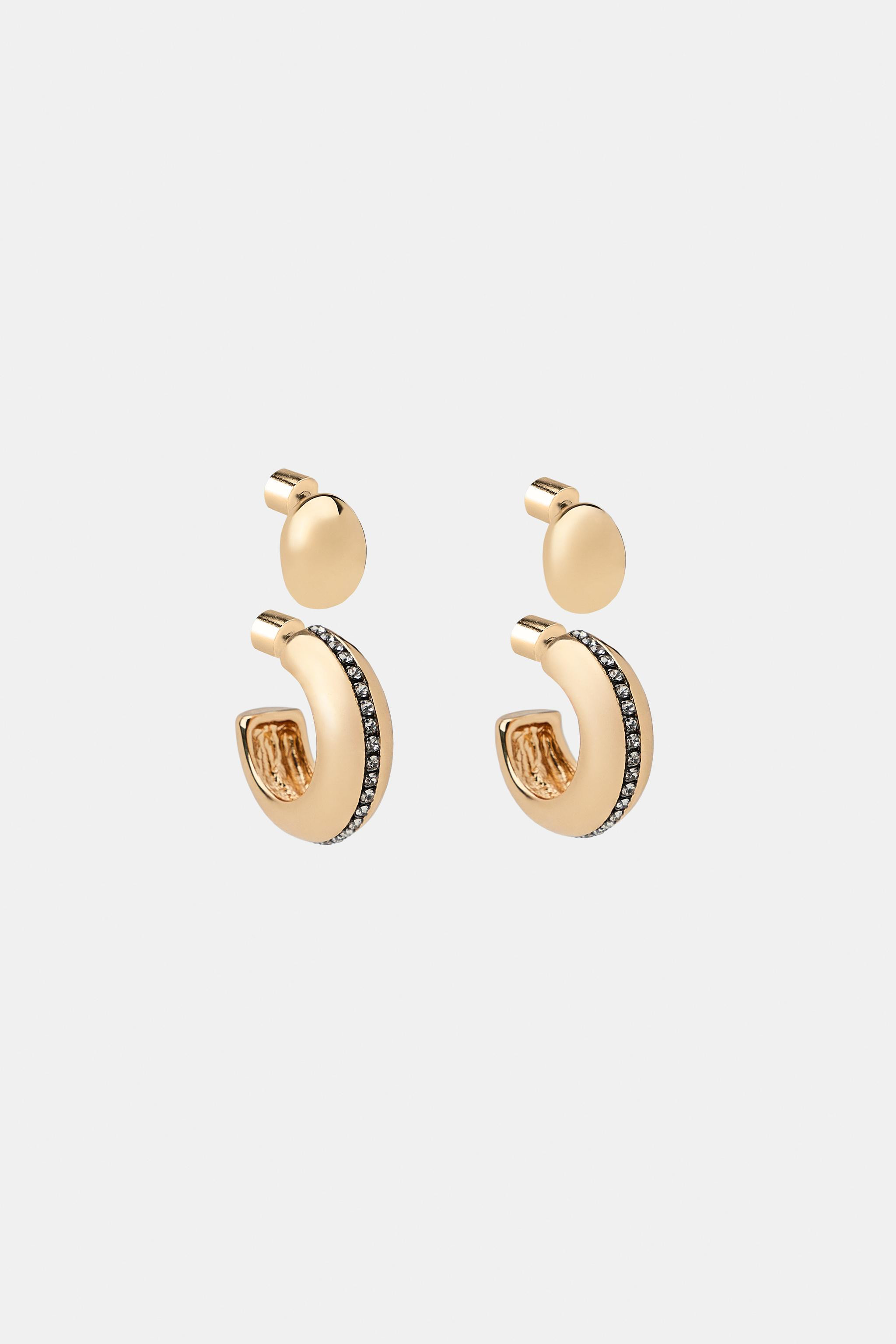 PACK OF BUTTON AND SPARKLY HOOP EARRINGS | Zara US