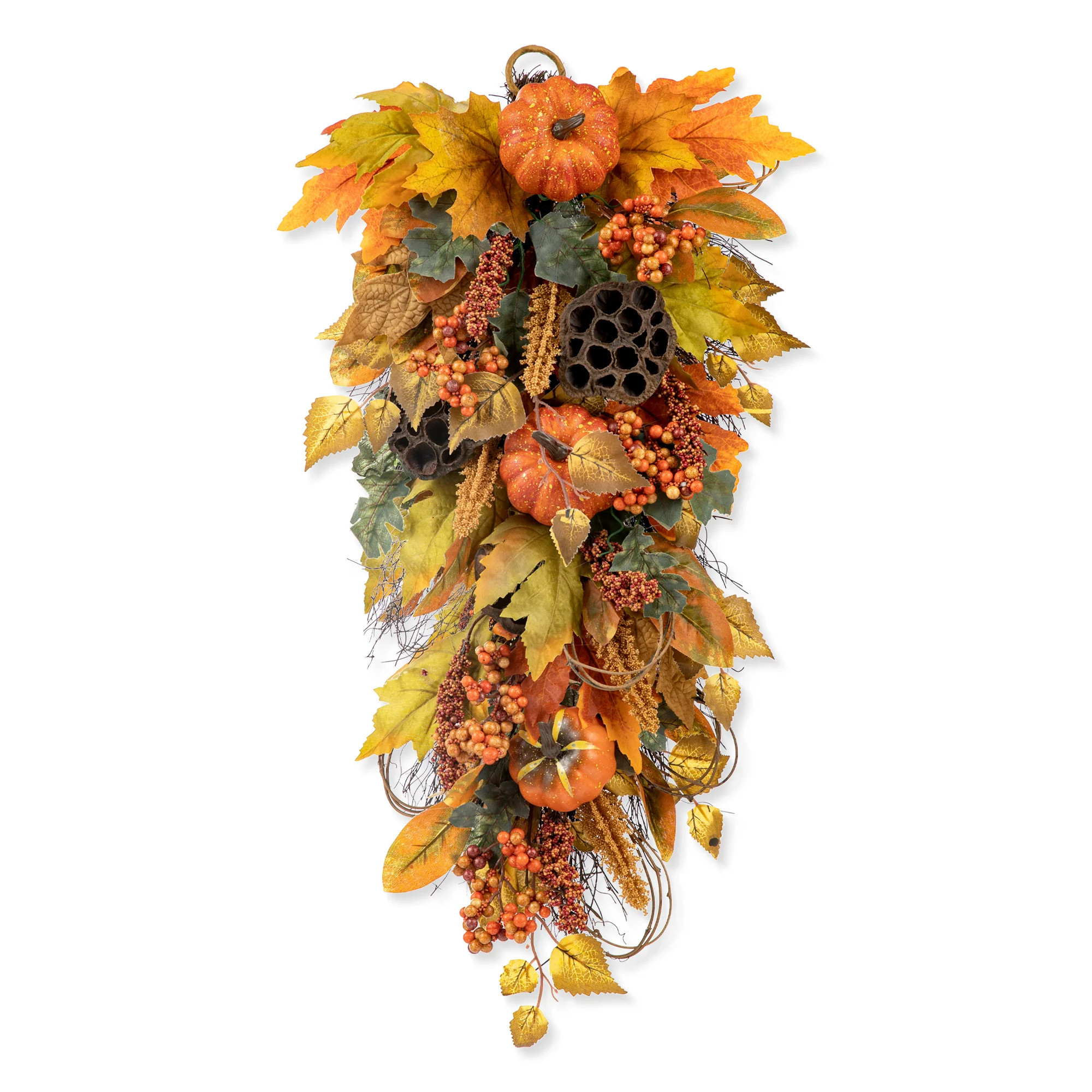 The Holiday Aisle® 25"H Fall Pumpkin Leaf Swag & Reviews | Wayfair | Wayfair North America