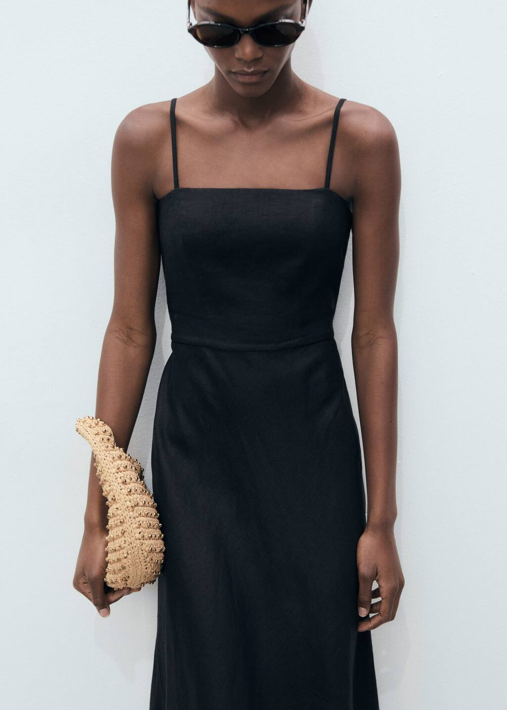 Natural fibre bag with beads beige - Women - One size - MANGO | Mango (US/MX/AU)