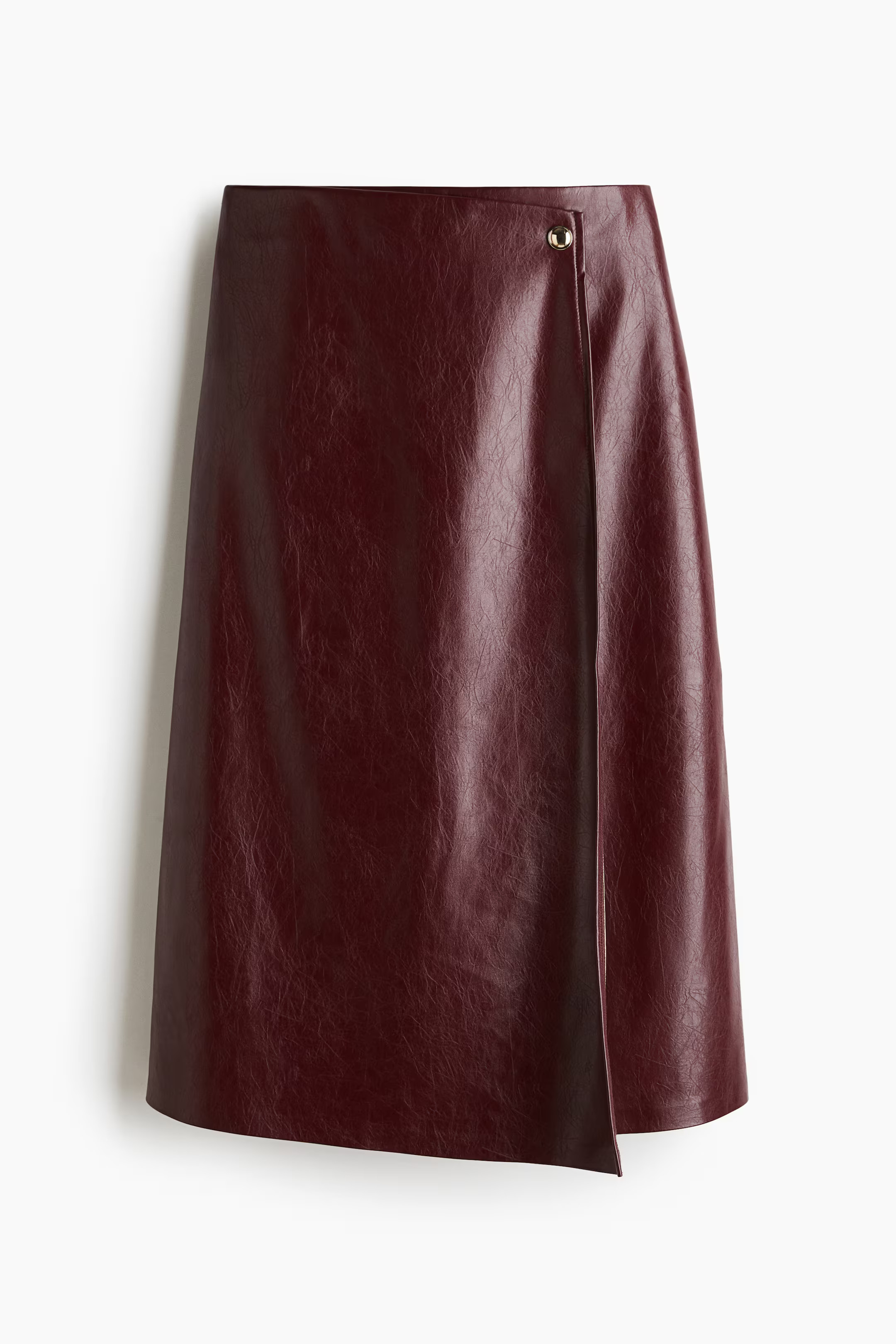 Coated wrap skirt - Burgundy - Ladies | H&M GB | H&M (UK, MY, IN, SG, PH, TW, HK)