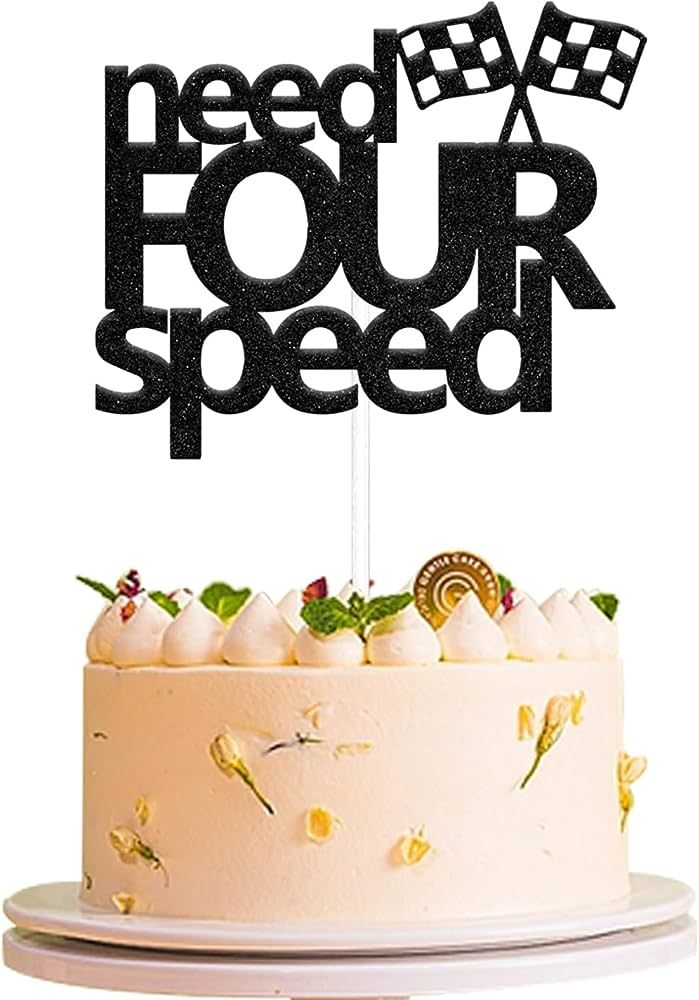 Need Four Speed Cake Topper, Happy 4th Birthday Decorations, Racing themed Fourth Birthday Party ... | Amazon (US)