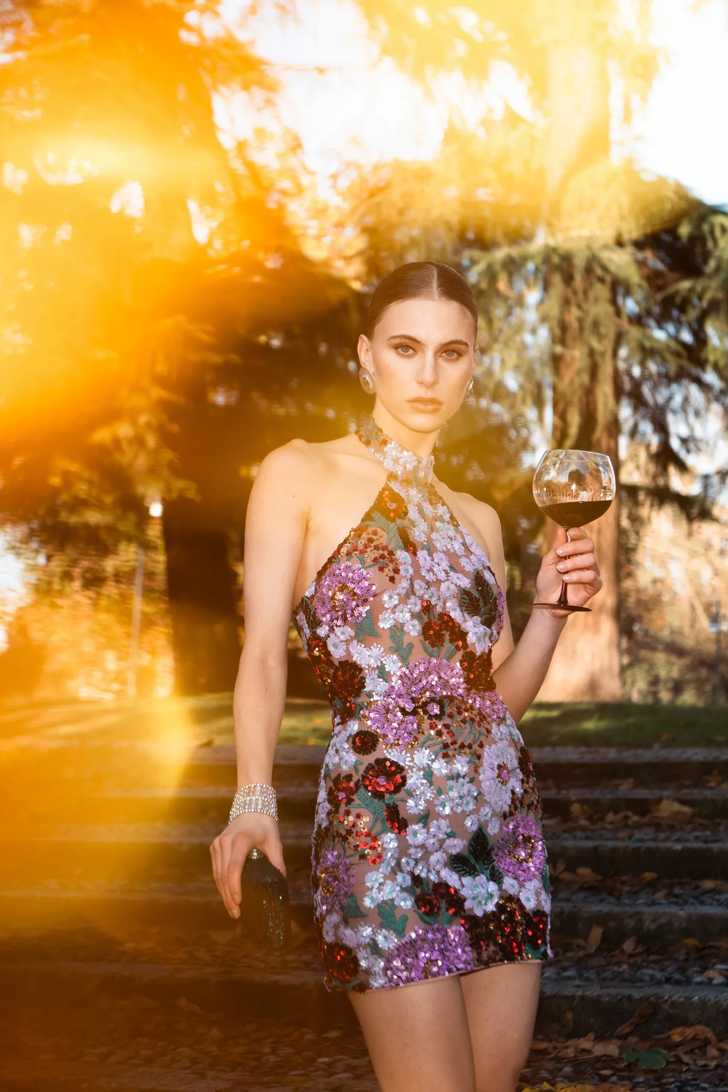 Polasa Halter Sleeveless Sequins Flower Mini Dress | Bellabarnett Affiliate Marketing