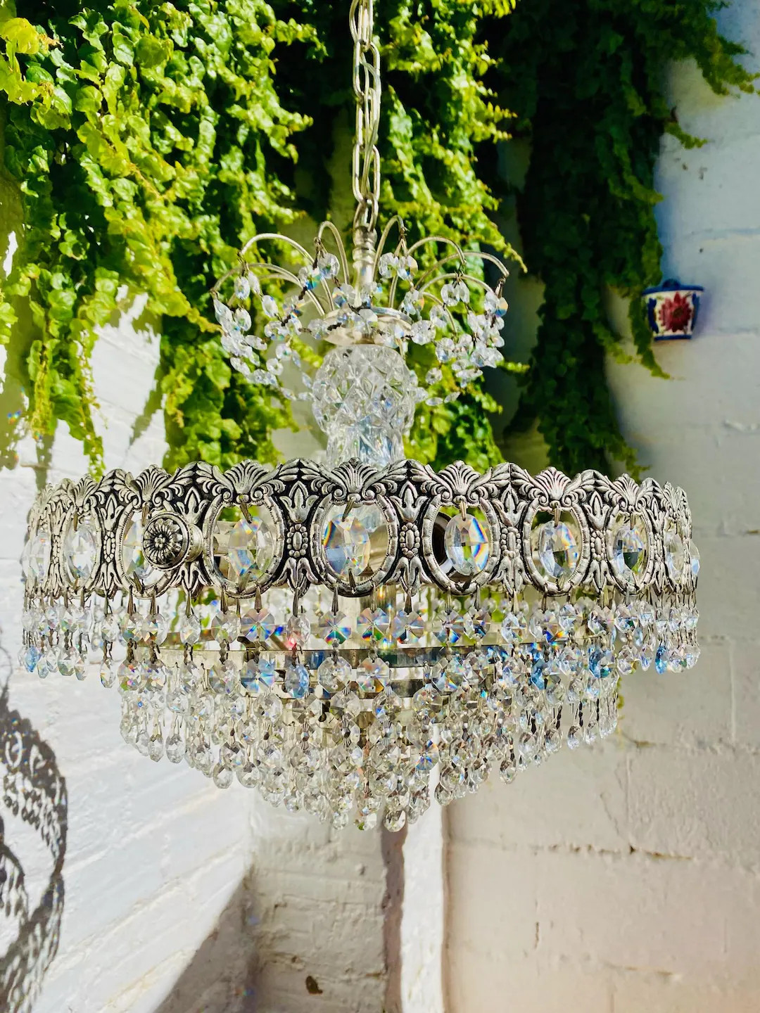 30" L X 17" W Antique Silver Bronze Crystal Chandelier, Tiered, French, Italian - Etsy | Etsy (US)