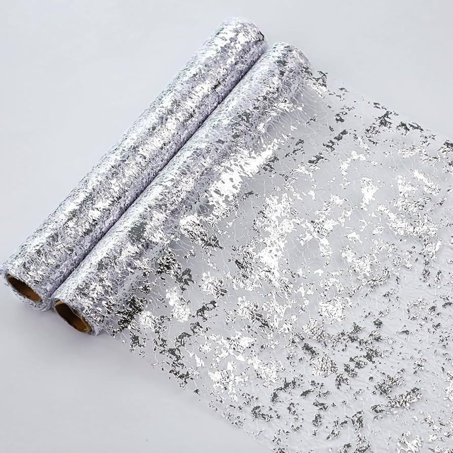 Snowkingdom Silver Table Runner, Sequin Glitter Foil Metallic Silver Thin Mesh Table Runner Roll ... | Amazon (US)