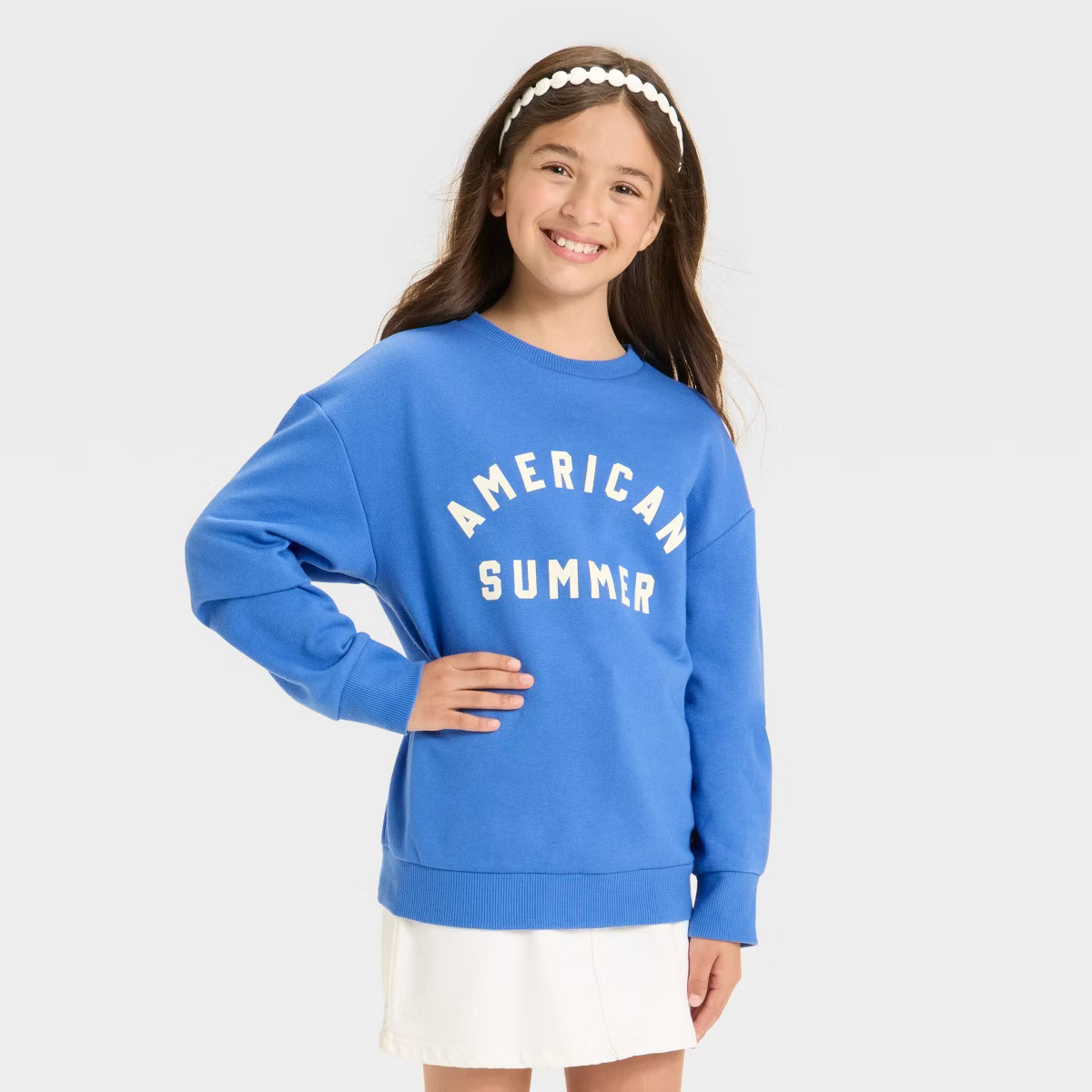 Girls' 4th of July Pullover Sweatshirt - Cat & Jack™ Blue | Target