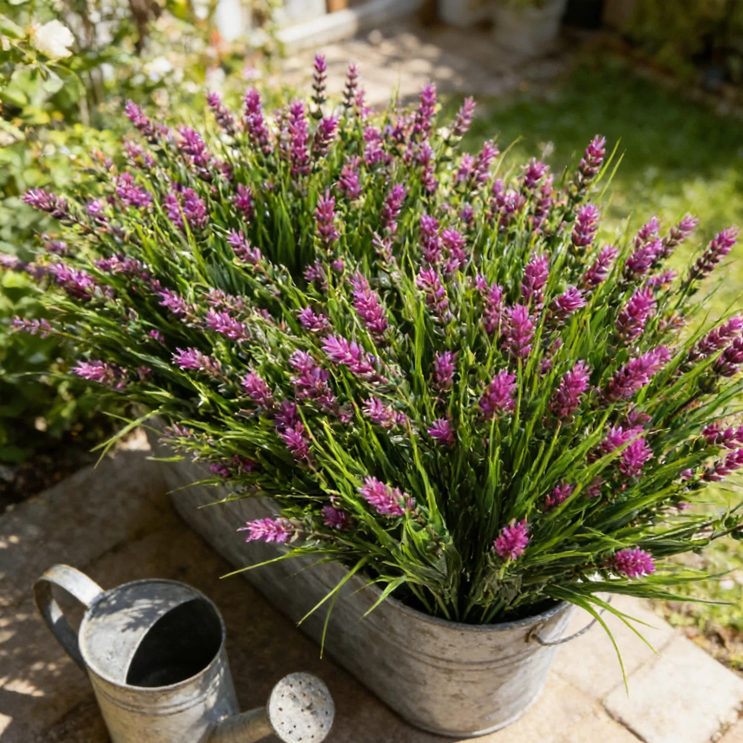 10 Bundles Artificial Lavender Flowers Outdoor UV Resistant, Faux Monkey Grass Greenery Plants fo... | Wayfair North America