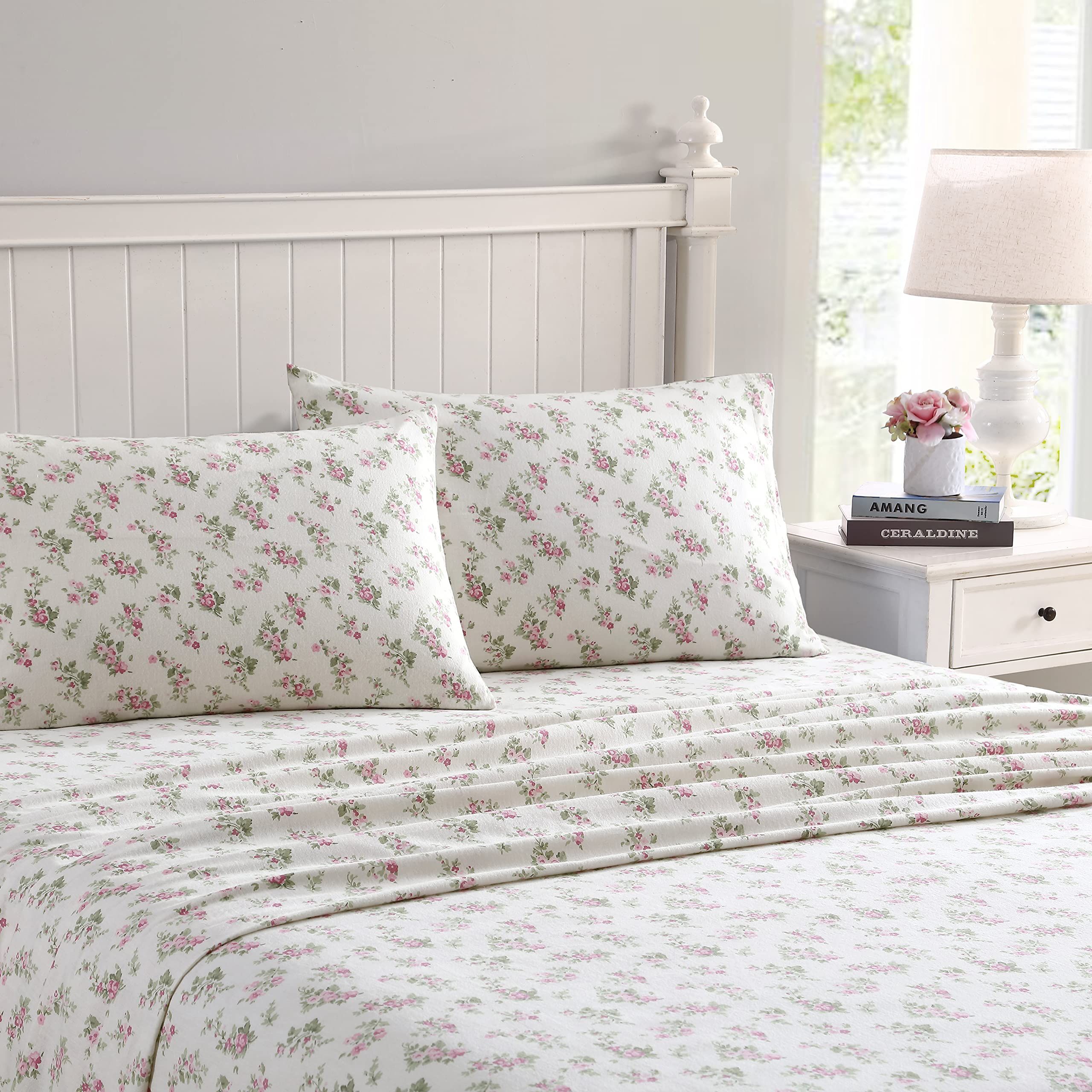 Laura Ashley Home Collection Premium Ultra Soft Cozy Lightweight Cotton Flannel Bedding Sheet Set... | Amazon (US)