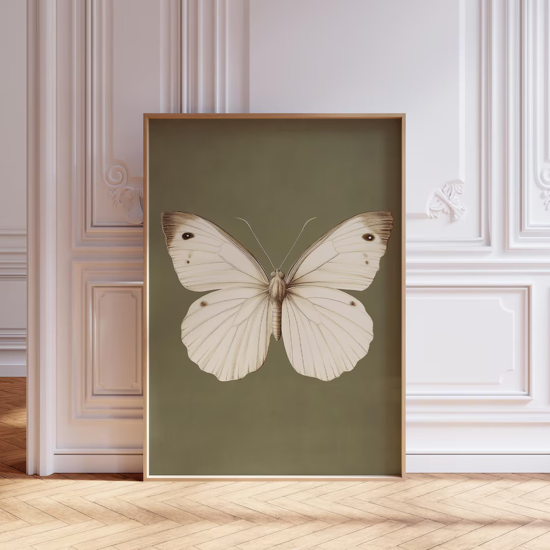 Vintage Butterfly Print | Victorian Butterfly Print | Sage Green Butterfly Wall Art | White Butte... | Etsy (US)