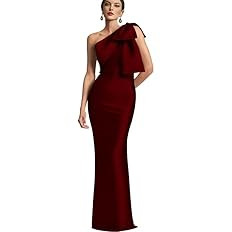 One Shoulder Bridesmaid Dresses with Bow Long Mermaid Satin Back Slit Mother of The Bride Dresses... | Amazon (US)