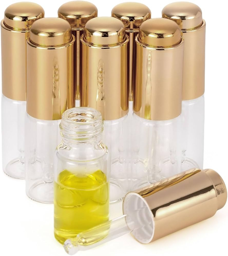 Ellbest 8Pcs 10ml Clear Press Dropper Bottles, Empty Refillable Essential Oil Bottles Container P... | Amazon (US)
