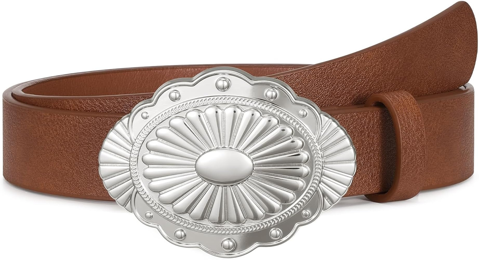 Women-Western-Cowgirl-Belt-Country-Concho Vintage Leather Belt with Concho Turquoise Buckle | Amazon (US)