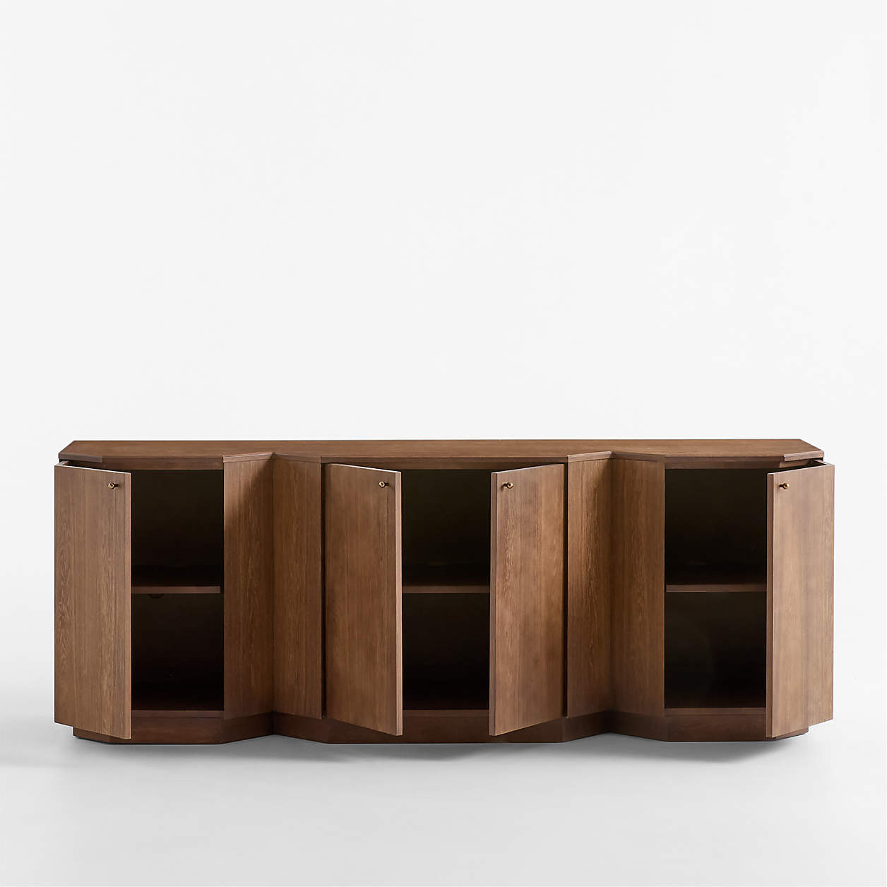 Harbury 80" Brown Oak Wood Storage Media Console | Crate & Barrel | Crate & Barrel