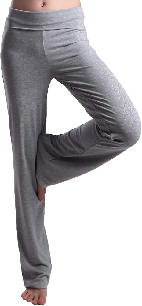 HDE Women's Color Block Fold Over Waist Yoga Pants Flare Leg Workout Leggings | Amazon (US)