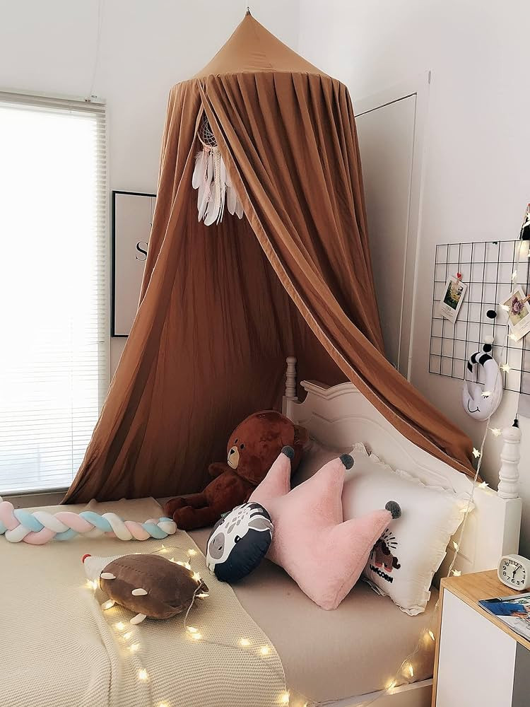 Crib Bed Canopy for Kids Girls, Round Dome Netting Mosquito Net Canopy Bed Curtain for Play Room ... | Amazon (US)
