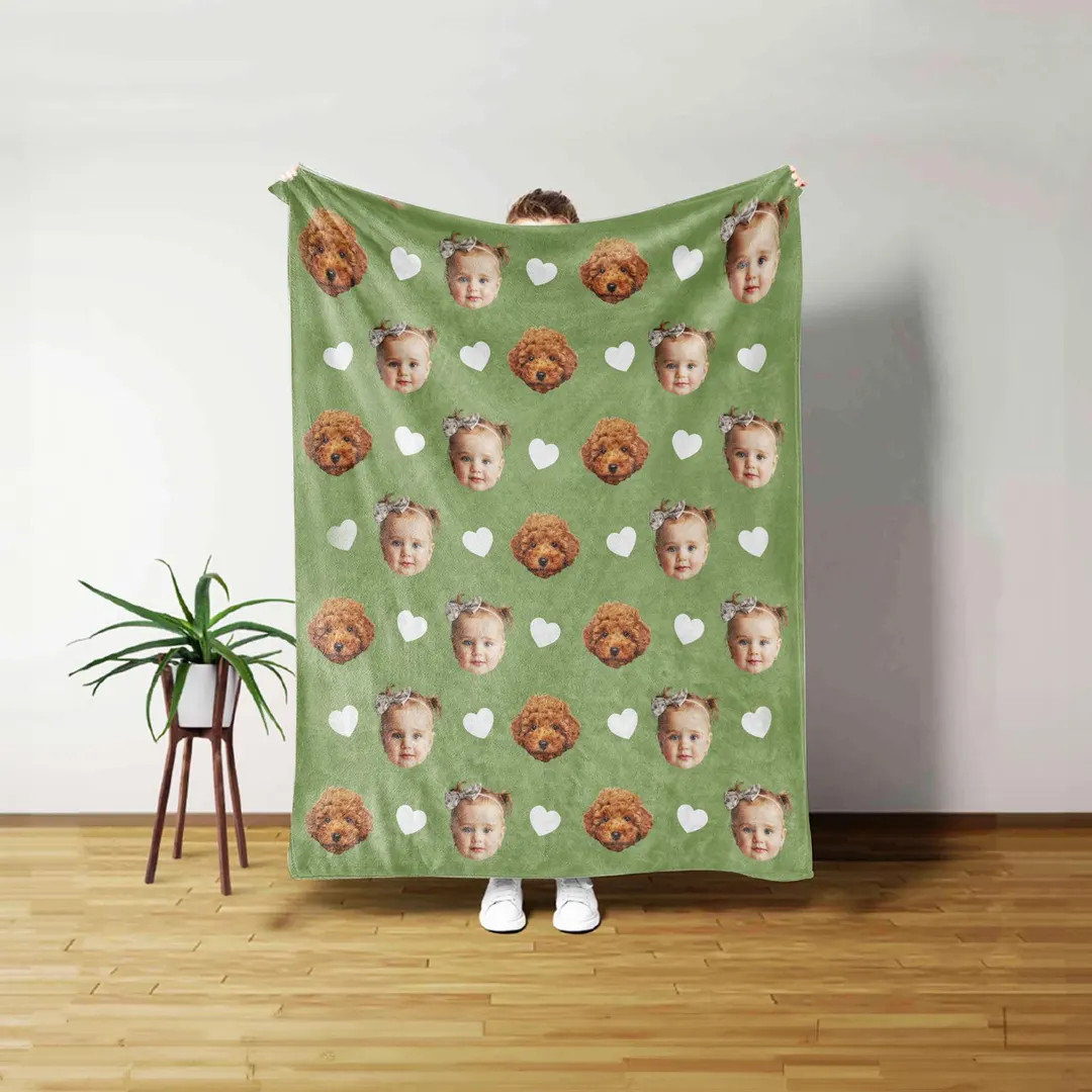 Custom Face Blanket, Personalized Baby Face Blanket, Pet/kid Faces on Blanket, Family Blanket Gif... | Etsy (US)