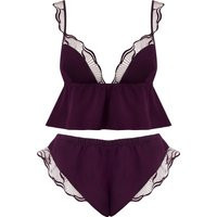 Bluebella Marabel Luxury Satin Sheer Cami and Short Set Cherry - 8 | Bluebella