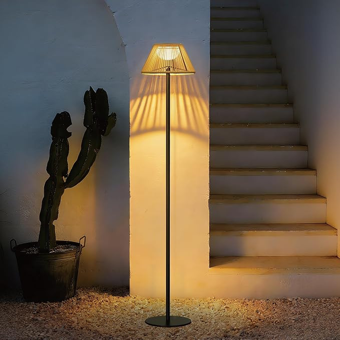 Rattan Series Solar Floor Lamp - Remote Control Included - Dimmable & Timer Modes - Rechargeable ... | Amazon (US)