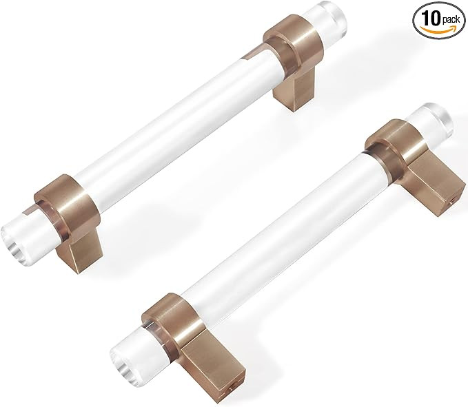 Clear Glass Crystal Drawer Pulls and Handles, 3-3/4 Inch Champagne Bronze Cabinet Pulls for Kitch... | Amazon (US)