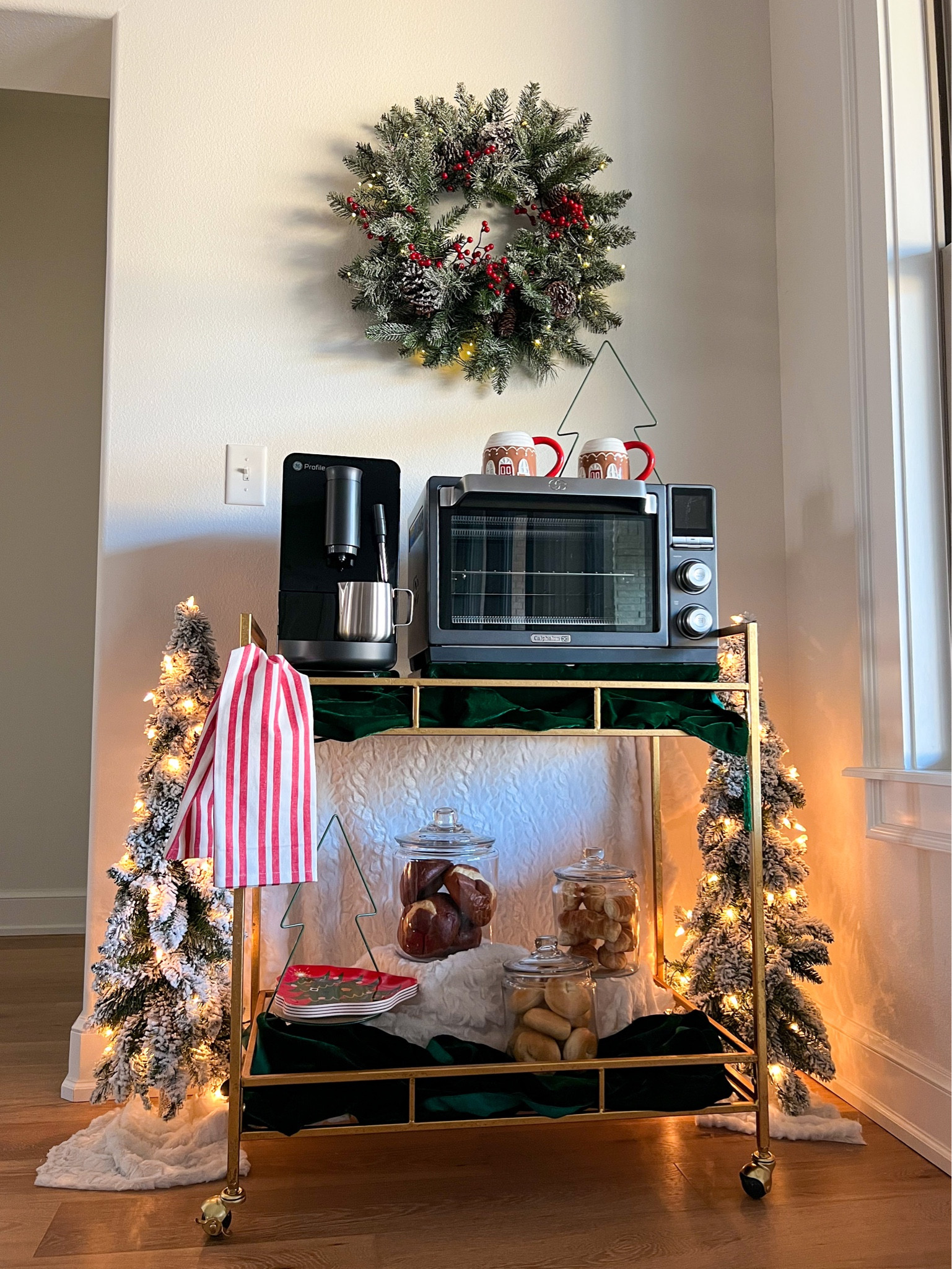 Barcarts can be the most functional home decor items. I love switching up the use for different hosting occasions like this coffee and breakfast corner! The espresso machine is incredible and so compact. It’s very user friendly and would make an amazing gift for the holidays. The toaster oven is not only great for small spaces, but it’s so convenient and versatile to use instead of heating up the big oven. All amazing gifts galore or additions into your home. 

#LTKhome #LTKGiftGuide #LTKstyletip