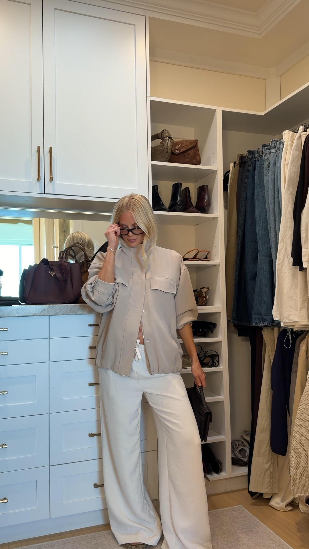 Wearing a medium in jacket (Marcona beige), small reg in pants (light birch), shoes run tts! Code KATHLEEN20 for discount on glasses! #kathleenpost

Spring transition outfit, date night outfit, casual chic outfit, lunch look, bump friendly, maternity outfit, lodge pant, viral Aritzia pant 

#LTKSeasonal #LTKBump #LTKootd