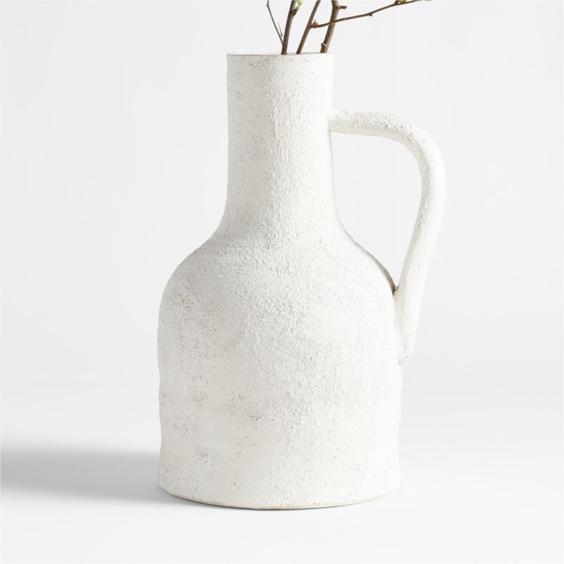 Villa White Jug Ceramic Vase 17" + Reviews | Crate & Barrel | Crate & Barrel