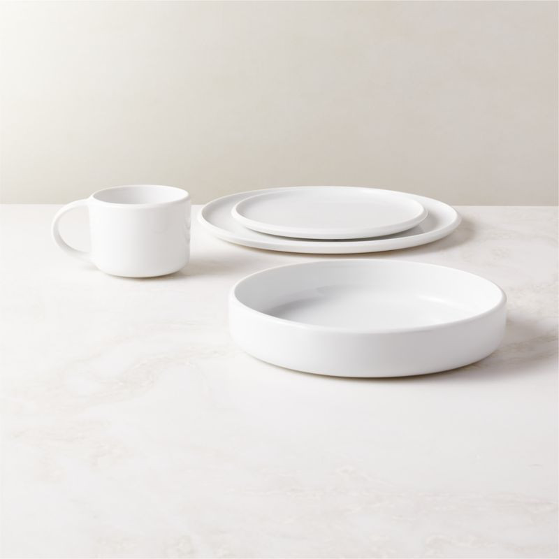Mack Modern 4-Piece White Dinnerware Set with Pasta Bowl | CB2 | CB2